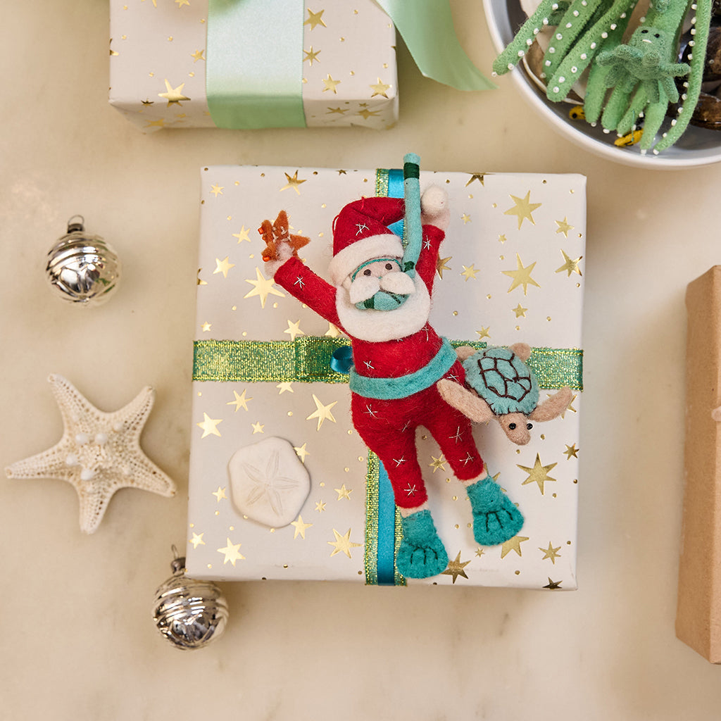 Tropical Snorkel Santa Ornament