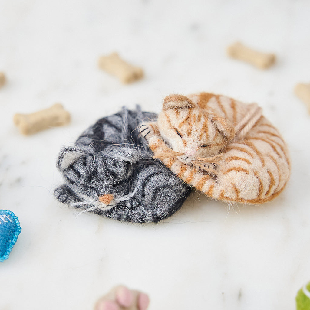 Sleepy Gray Cat Ornament