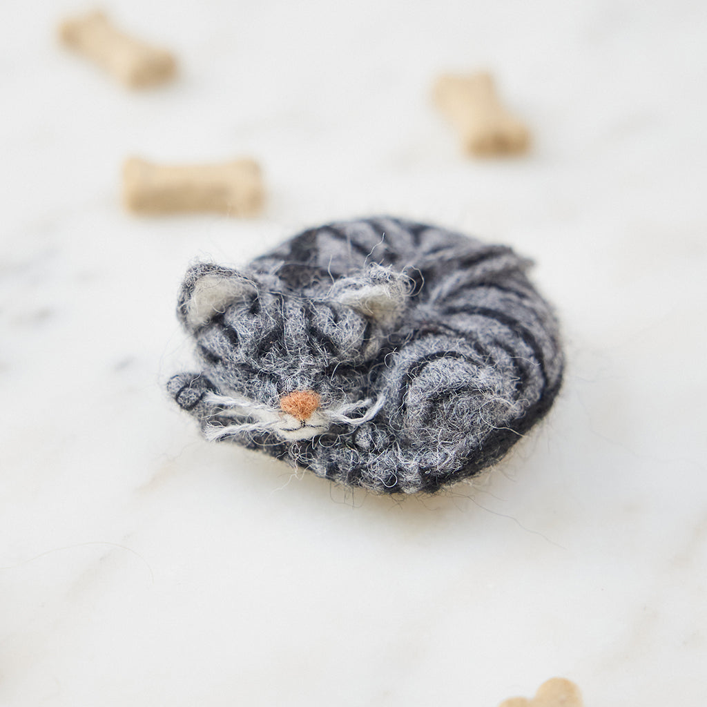 Sleepy Gray Cat Ornament