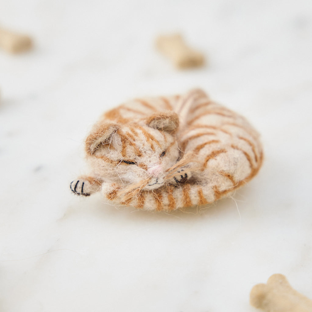Sleepy Orange Cat Ornament