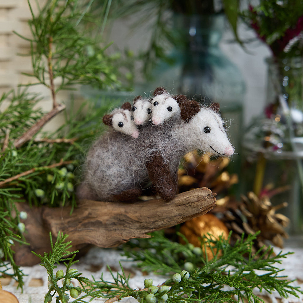 Fuzzy Opossum Babies Ornament