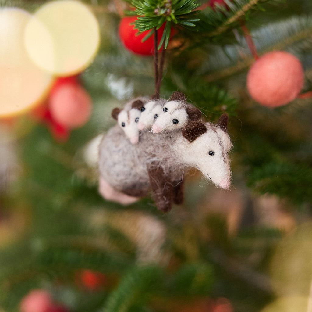 Fuzzy Opossum Babies Ornament
