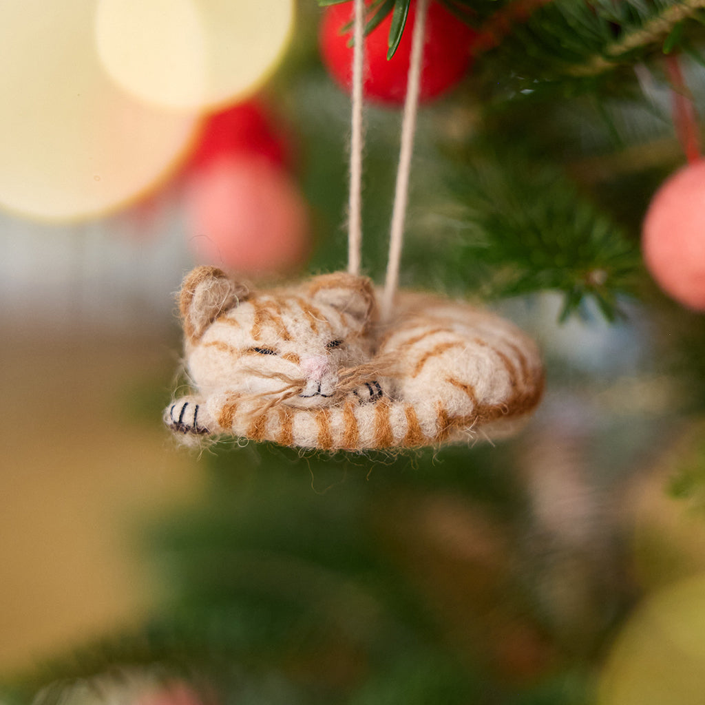 Sleepy Orange Cat Ornament