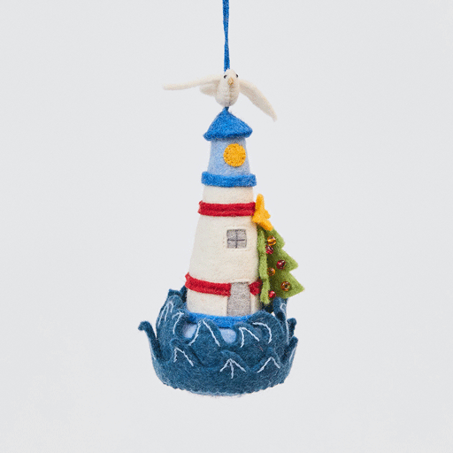 Holiday Lighthouse Ornament