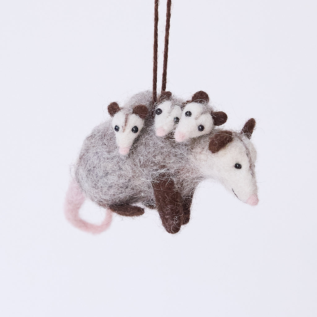 Fuzzy Opossum Babies Ornament