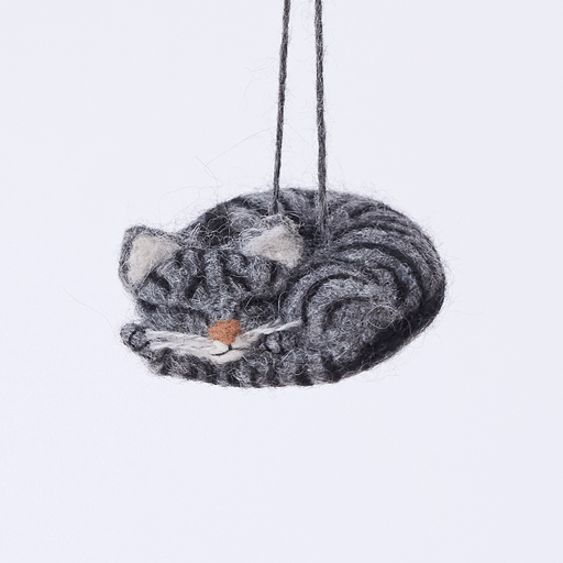Sleepy Gray Cat Ornament