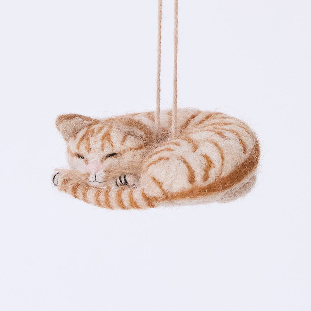 Sleepy Orange Cat Ornament